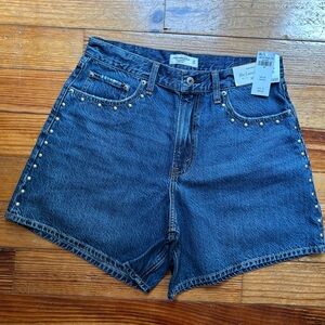 Abercrombie Women's High Rise Loose Shorts - Medium Wash